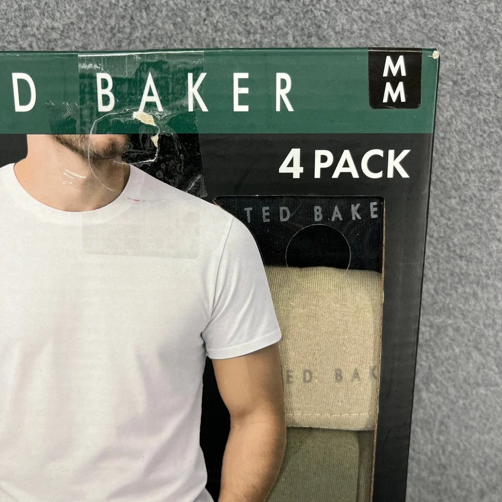 Ted Baker T-Shirt Mens Medium Multicolor 4-Pack Crew Neck Cotton Stretch Tees